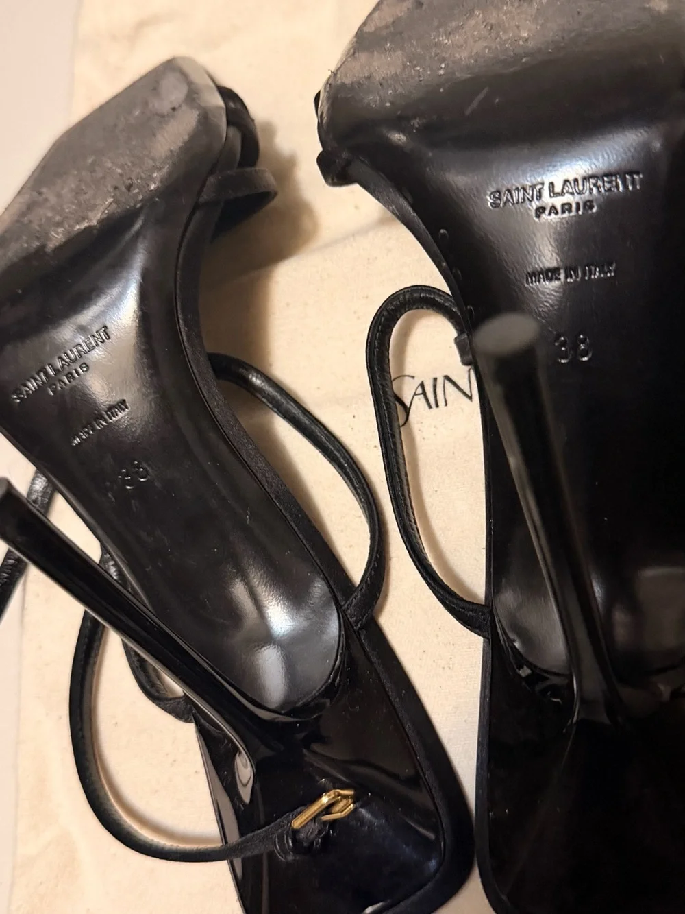 Saint Laurent Black Multi-Strap Heels - Picture 5 of 7